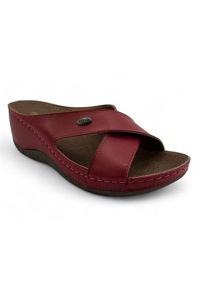 Muya Belle Anatomicalheel Spur Gel Supported Slippers-Burgundy
