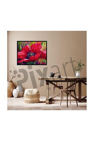 pixartsanat Poppy Drawing Pixart Art Diamond Mosaic Painting Diamond Turkey 71*53