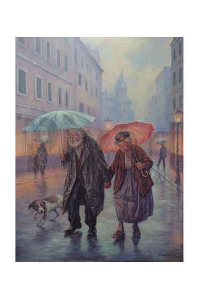 pixartsanat Old Pair in the Rain Pixart Art Diamond Mosaic Painting Diamond Turkey 41*46 E