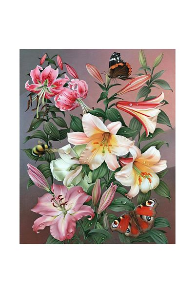 pixartsanat 30X40Cm Pixart Art - Butterflies and Flowers Diamond Mosaic Painting, Diamond Turkish