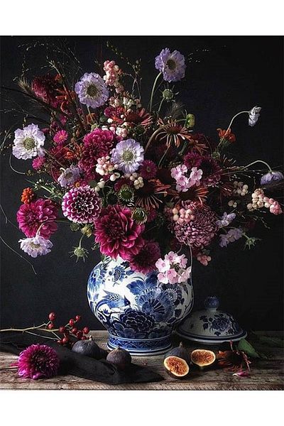 pixartsanat Purple Flowers in a Vase Pixart Art Diamond Mosaic Painting Diamond Turkey 51*68