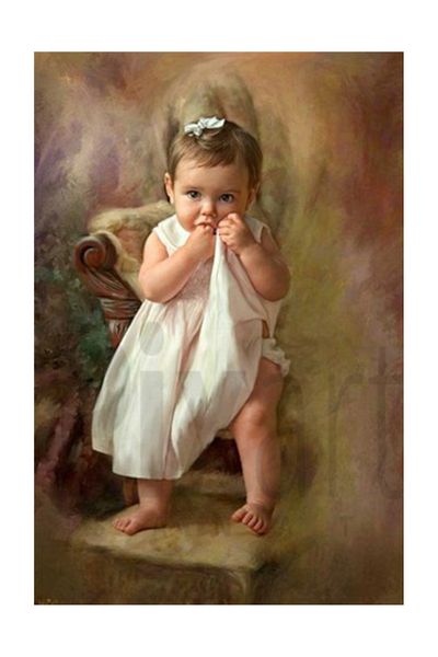pixartsanat Baby in White Dress Pixart Art Diamond Mosaic Painting Diamond Türkiye 40*60