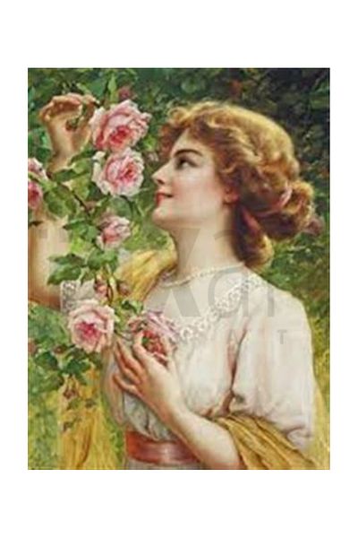 pixartsanat Woman Smelling the Roses Pixart Art Diamond Mosaic Painting Diamond Turkey 40*53