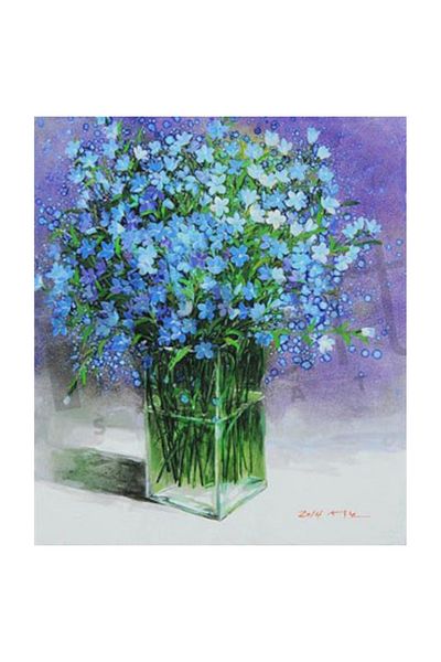 pixartsanat Blue Wild Flowers Pixart Art Diamond Mosaic Painting Diamond Turkey 40*50