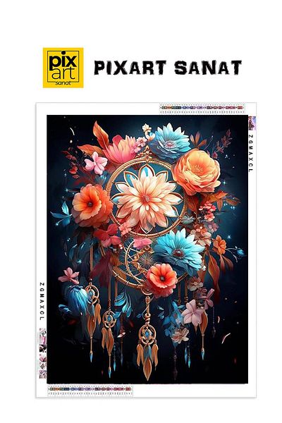pixartsanat Flowers And Dream Circle 30x40 PixArt Art Diamond Mosaic Painting Diamond Turkey