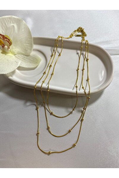 Çelik Dorika Toplu 3lü Kadın Kolye