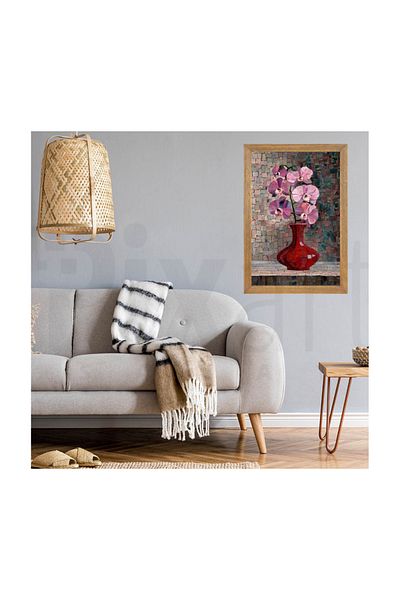 pixartsanat Pink Flower from Stone Pixart Art Diamond Mosaic Painting Diamond Türkiye 38*55