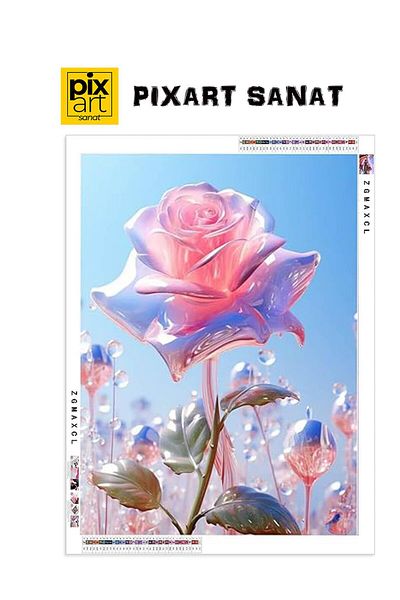 pixartsanat Rose from Glass 30x40 PixArt Art Diamond Mosaic Painting Diamond Türkiye