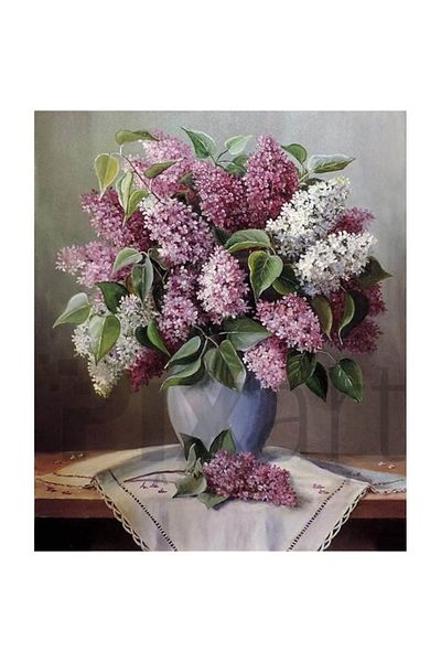 pixartsanat Lilac Bouquet in a Vase Pixart Art Diamond Mosaic Painting Diamond Türkiye 51*71