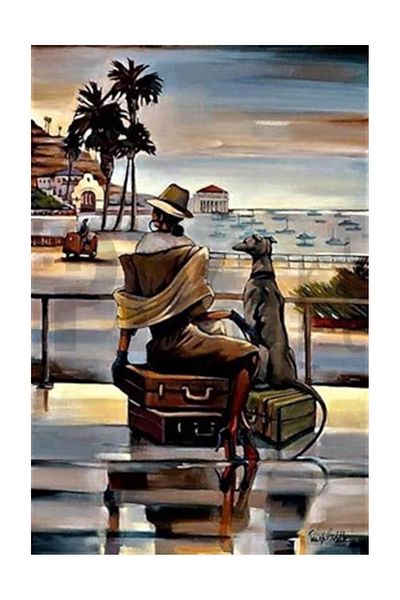 pixartsanat Girl on Suitcases Pixart Art Diamond Mosaic Painting Diamond Turkey 45*68