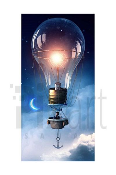 pixartsanat Flying Light Bulb Pixart Art Diamond Mosaic Painting Diamond Turkey 36*69