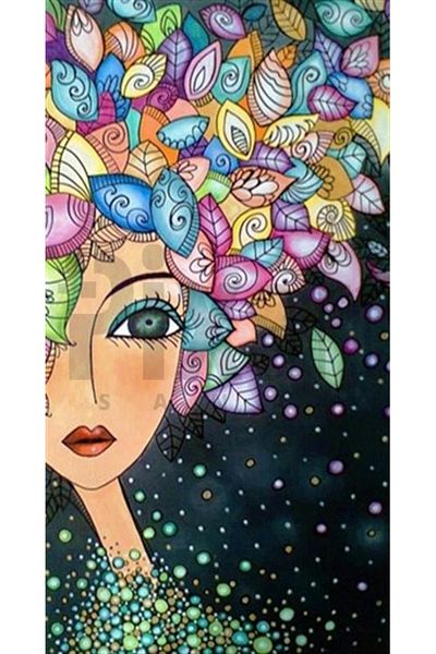 pixartsanat Hairs of Leaves Pixart Art Diamond Mosaic Painting Diamond Turkey 27*53