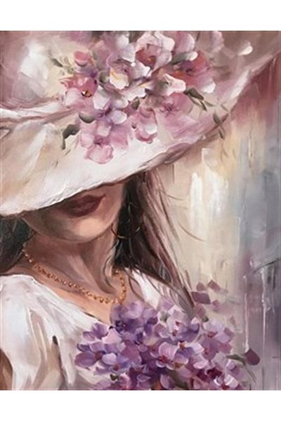 pixartsanat Flower Themed Hat Pixart Art Diamond Mosaic Painting Diamond Türkiye 40*53