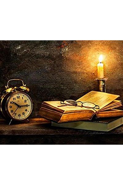pixartsanat Candlelight Book Clock Pixart Art Diamond Mosaic Painting Diamond Türkiye 68*58