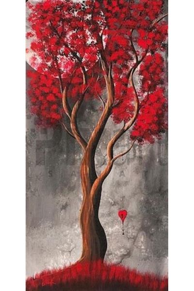 pixartsanat Red Tree in the Full Moon Pixart Art Diamond Mosaic Painting Diamond Turkey 35*71