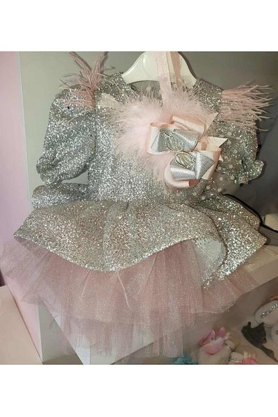 Tozpembebaby Silver Glitter Pink Tutu Dress