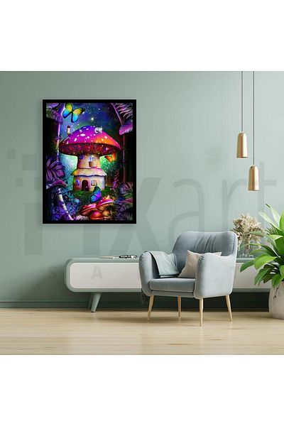 pixartsanat Mushroom House 30*40 PixArt Art Diamond Mosaic Painting Diamond Turkey