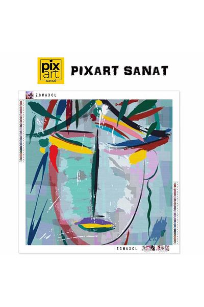 pixartsanat Woman with Abstract Face 53x53 PixArt Art Diamond Mosaic Painting Diamond Turkey