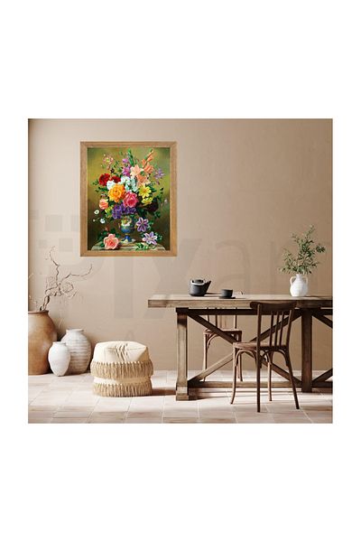pixartsanat Pixart Art Colorful Flower Painting in a Diamond Mosaic Vase - Diamond Turkey 51*68