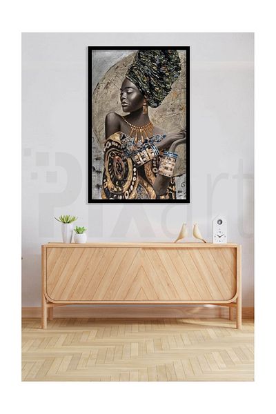 pixartsanat African Woman Pixart Art Diamond Mosaic Painting Diamond Turkey 43*66