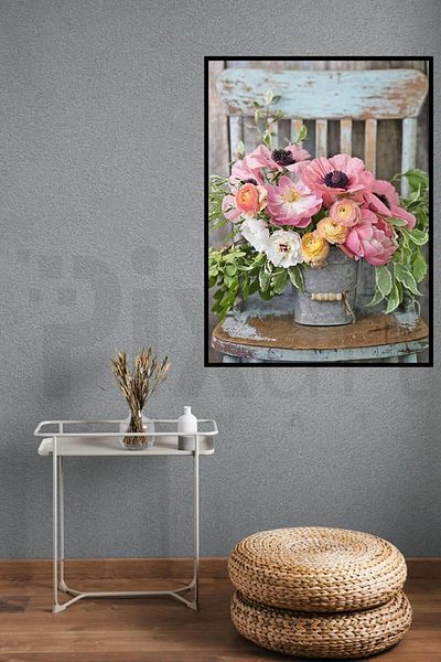 pixartsanat Rustic Flower Bouquet, 30 *40 Cm Pixart Art Diamond Mosaic Painting Diamond Turkey