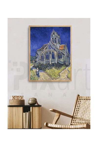pixartsanat Vincent Van Gogh Church in Auvers Pixart Art Diamond Mosaic Painting Diamond Turkey 40*60