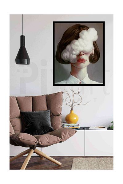 pixartsanat Woman with Cloud Pixart Art Diamond Mosaic Painting Diamond Turkey 48*58