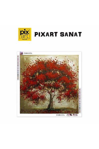 pixartsanat Red Tree PixArt Art Diamond Mosaic Painting Diamond Turkey