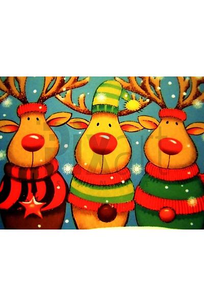 pixartsanat Moose Round 30*40 PixArt Art Diamond Mosaic Painting Diamond Turkey