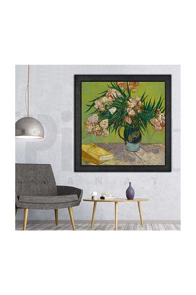 pixartsanat Vincent Van Gogh Still Life Vase with Oleander and Books Pixart Art Diamond Mosaic Painting Diamond Turkey