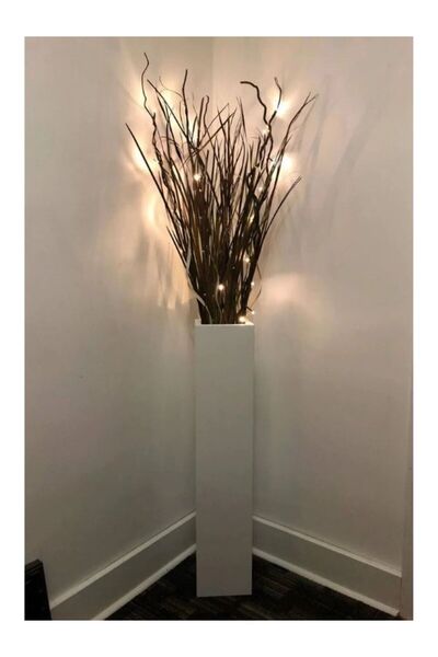 VISNES Beyaz Mdf Uzun Vazo Ahşap Düğün Ve Ev Dekorasyonu 70 cm