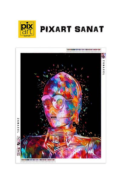 pixartsanat 45X60 Pixart Color Robot Dress - Diamond Painting with Art Diamond Mosaic