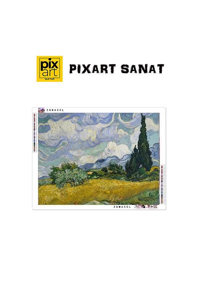 pixartsanat Van Gogh Cypress 57x45 PixArt Art Diamond Mosaic Painting Diamond Turkey