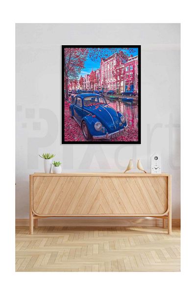 pixartsanat Blue in Pink City Vosvos Pixart Art Diamond Mosaic Painting Diamond Turkey 41*46