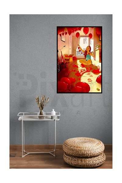pixartsanat Red Balloons Pixart Art Diamond Mosaic Painting Diamond Turkey 55*78