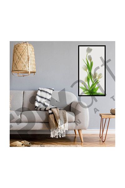 pixartsanat White Tulip Pixart Art Diamond Mosaic Painting Diamond Turkey 38*64