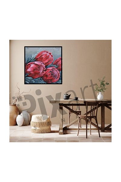pixartsanat Red Bouquet Pixart Art Diamond Mosaic Painting Diamond Turkey 55*55