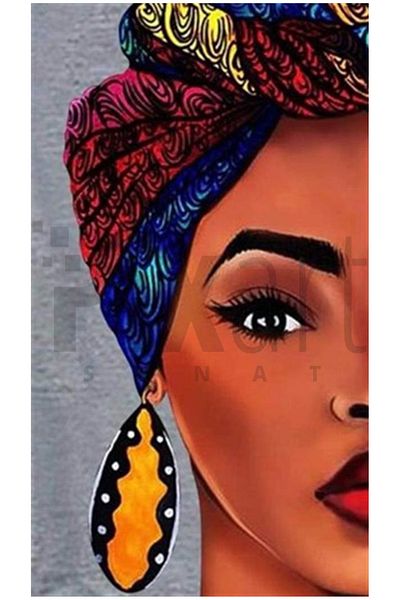 pixartsanat Colorful Woman Pixart Art Diamond Mosaic Painting Diamond Türkiye 25*53