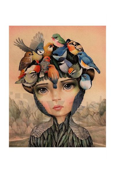 pixartsanat Bird Woman Pixart Art Diamond Mosaic Painting Diamond Turkey 45*60