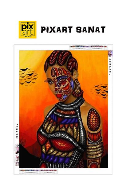 pixartsanat African Woman 40x60 PixArt Art Diamond Mosaic Painting Diamond Turkey