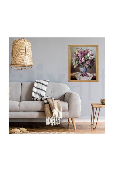 pixartsanat Lilac Bouquet in a Vase Pixart Art Diamond Mosaic Painting Diamond Türkiye 51*71