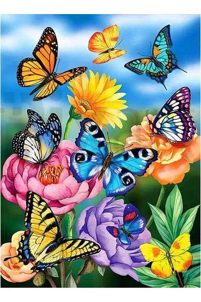 pixartsanat Blooming Butterfly 30*40 PixArt Art Diamond Mosaic Painting Diamond Turkey