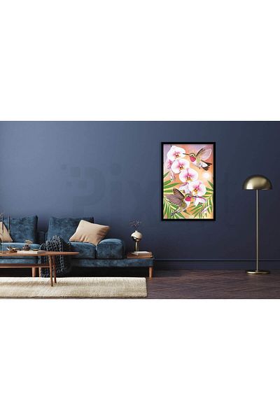 pixartsanat Hummingbird Flowers 30*40cm Pixart Art Diamond Mosaic Painting Diamond Turkey