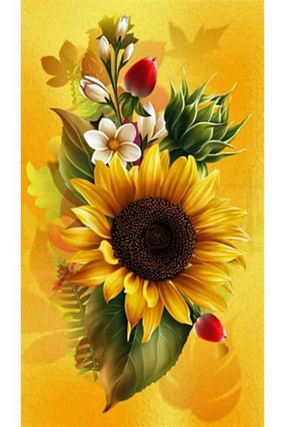 pixartsanat 30x53 PixArt Diamond Painting - Turkey with Sunflower Art Diamond Mosaic