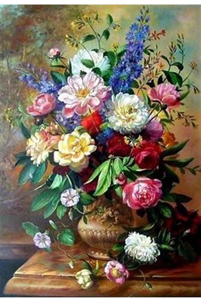 pixartsanat Colorful Flowers Pixart Art Diamond Mosaic Painting Diamond Turkey 43*63