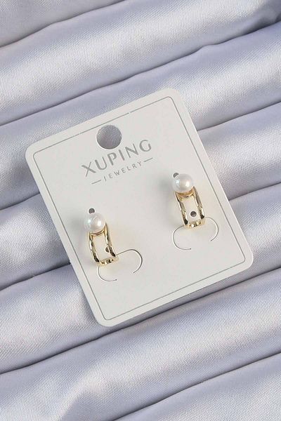 Skygo Xuping Gold Color Pearl Rhinestones Hoop Earrings - Tj-Bkp9386
