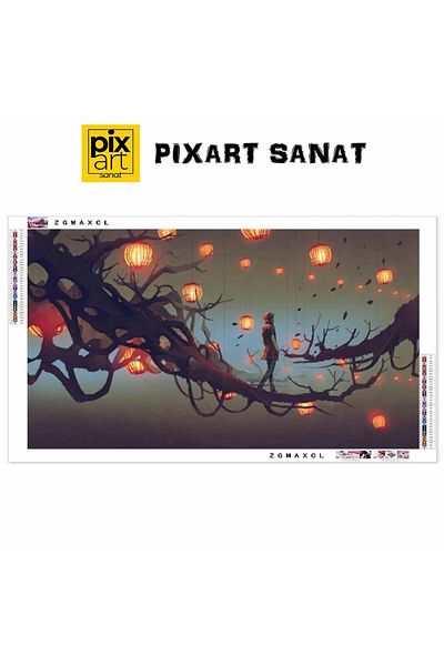 pixartsanat Girl on Branches 57x32 PixArt Art Diamond Mosaic Painting Diamond Turkey
