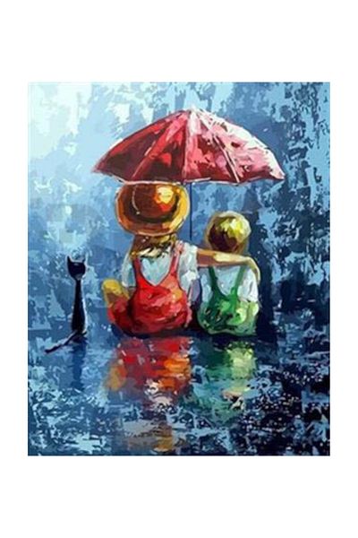 pixartsanat Children Under The Umbrella Pixart Art Diamond Mosaic Painting Diamond Turkey 63*76