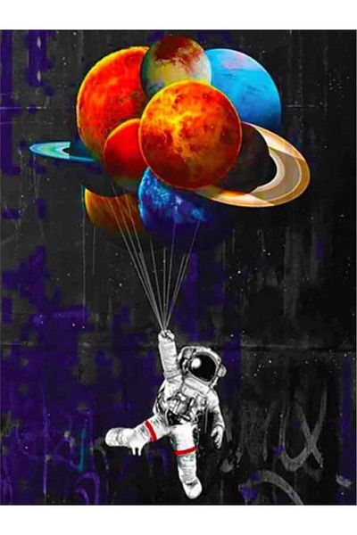 pixartsanat Planet Balloons And Astronaut 40x60 PixArt Art Diamond Mosaic Painting Diamond Turkey
