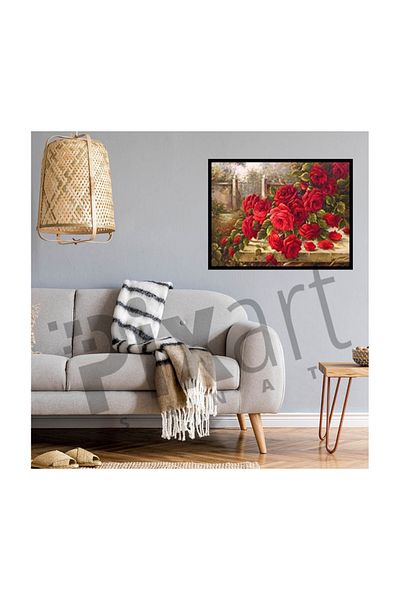 pixartsanat Red Roses Pixart Art Diamond Mosaic Painting Diamond Turkey 86*55